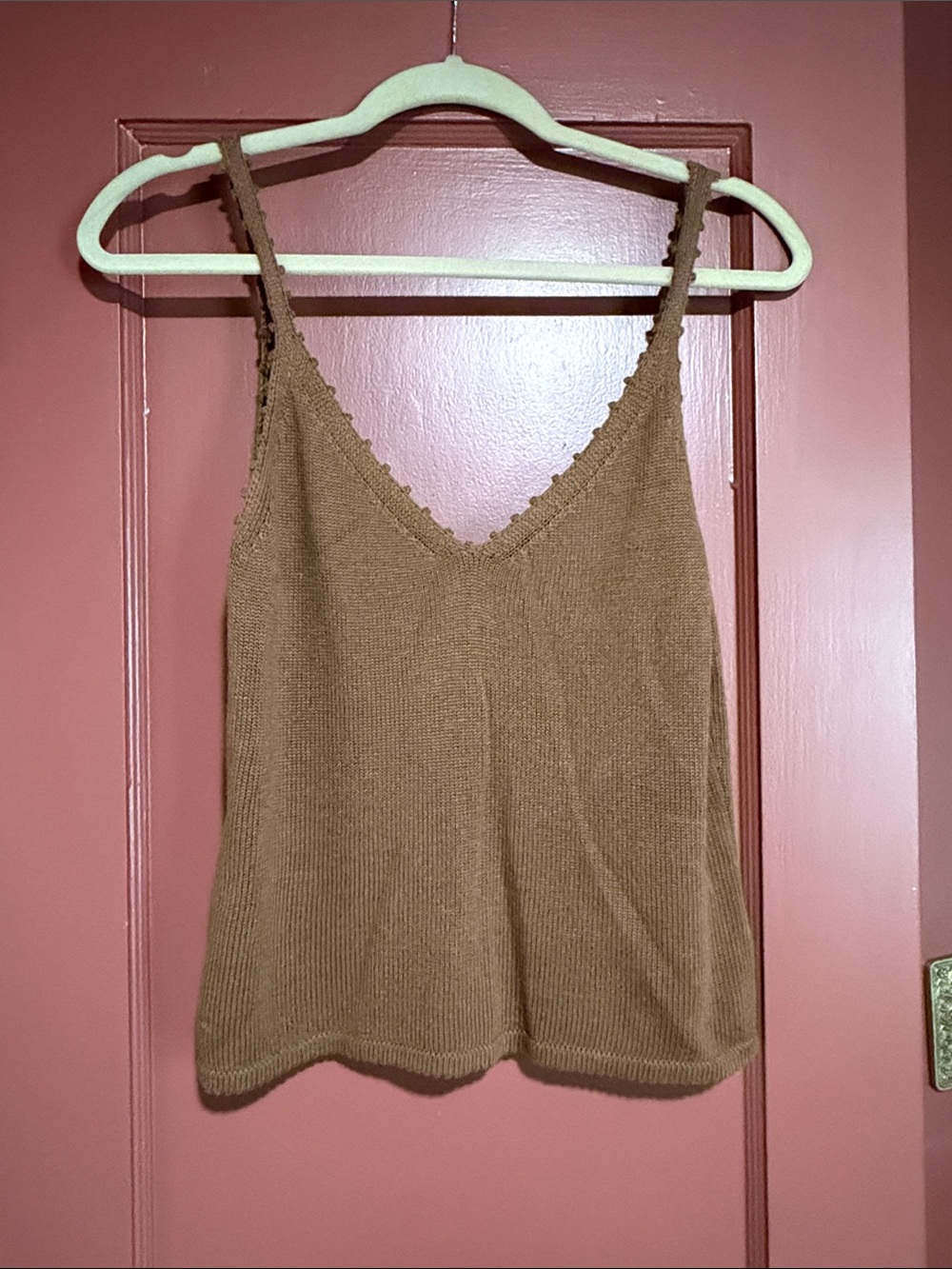 Reformation Camel Brown Knit V-Neck Camisole